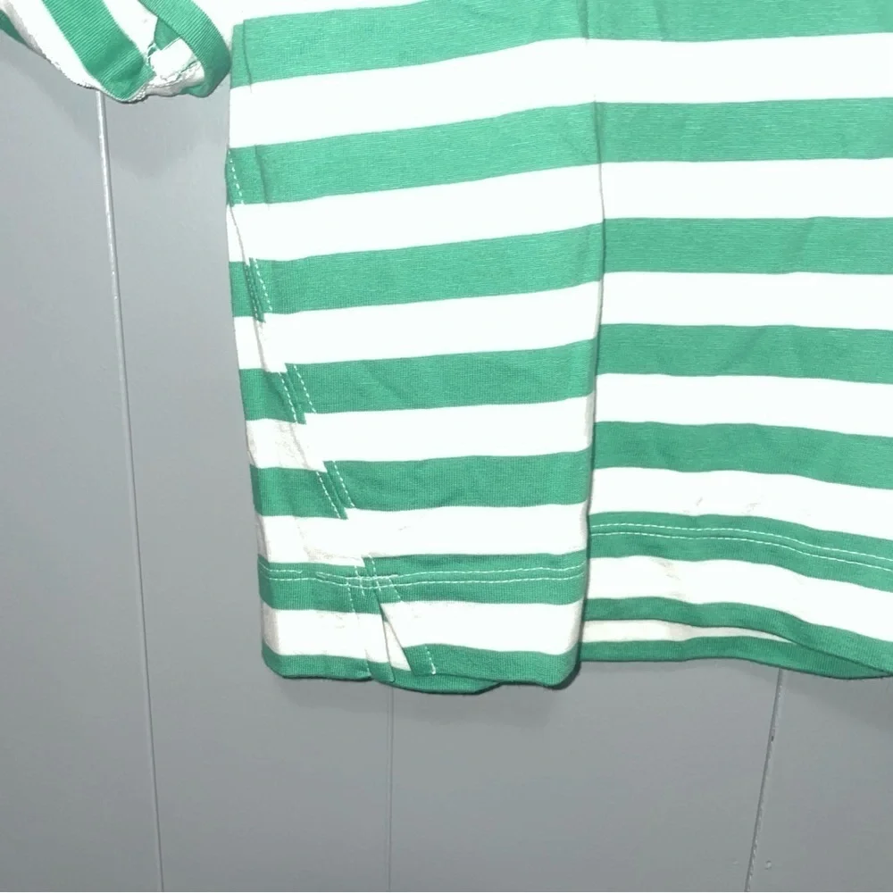 Old Navy Loose Cropped Green and White Striped Tee Shirt XL 14/16